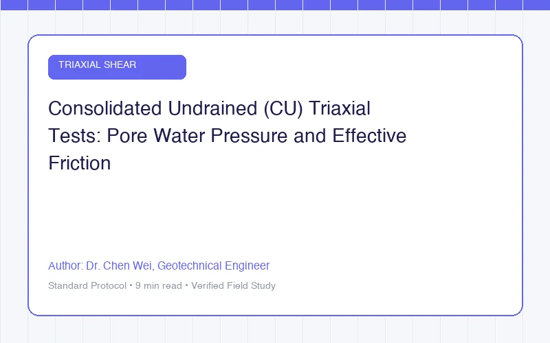 Consolidated Undrained (CU) Triaxial Tests: Pore Water Pressure and Effective Friction